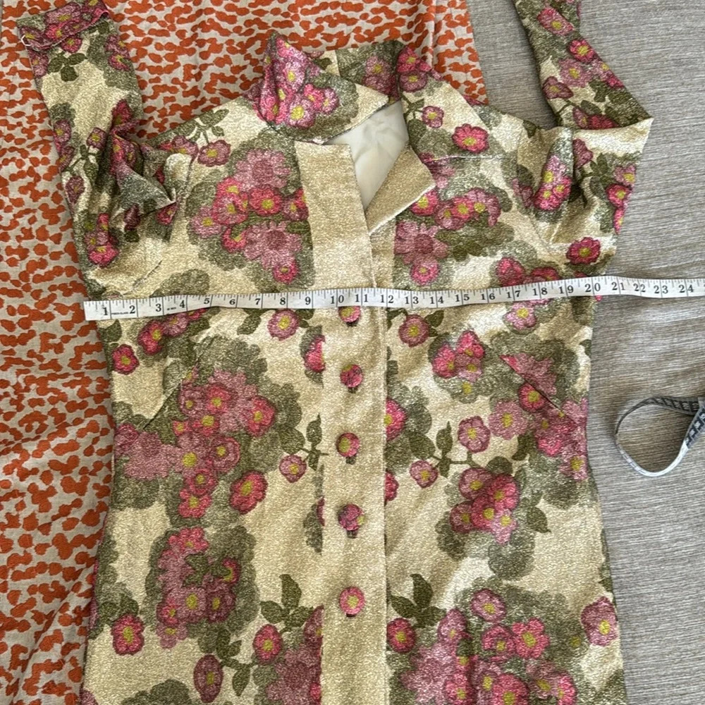Custom handmade gold floral roses sparkle dress one of a kind small -medium fit - Picture 11 of 17